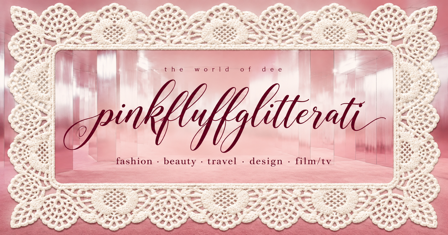 pinkfluffglitterati, framed in ivory lace